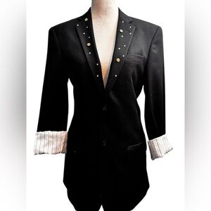 Elegant Black Blazer with Gold Accents